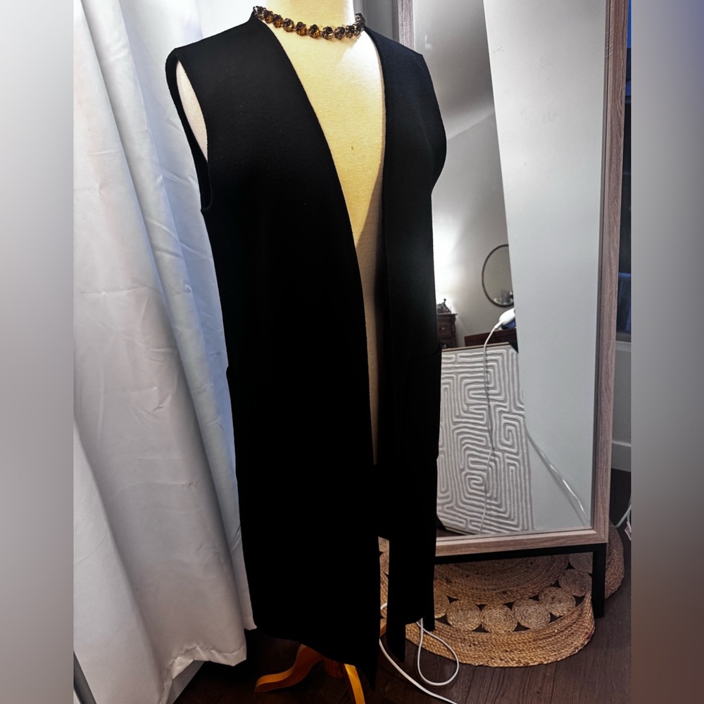 Zara Black wool sleeveless long vest